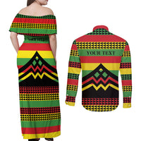 Hawaii Ku Kia'i Mauna Personalized Couples Matching Off Shoulder Maxi Dress and Long Sleeve Button Shirt Hawaiian Kanaka Maoli Motif LT9 - Polynesian Pride