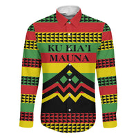 Hawaii Ku Kia'i Mauna Personalized Family Matching Summer Maxi Dress and Hawaiian Shirt Hawaiian Kanaka Maoli Motif LT9 Dad's Shirt - Long Sleeve Green - Polynesian Pride