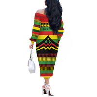 Hawaii Ku Kia'i Mauna Personalized Off The Shoulder Long Sleeve Dress Hawaiian Kanaka Maoli Motif LT9 - Polynesian Pride
