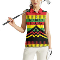 Hawaii Ku Kia'i Mauna Personalized Women Sleeveless Polo Shirt Hawaiian Kanaka Maoli Motif LT9 - Polynesian Pride