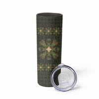 Hawaii Ohia Lehua Squares Skinny Tumbler Hawaiian Quilt Inspired Floral Pattern LT9 - Polynesian Pride