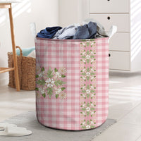 Akala Hamele Hawai'i Palaka Squares Maile Leaf Laundry Basket Flowers Hawaiian Quilt Patterns LT9 Dusty Rose - Polynesian Pride