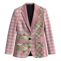 Akala Hamele Hawai'i Palaka Squares Maile Leaf Blazer Flowers Hawaiian Quilt Patterns LT9 Unisex Dusty Rose - Polynesian Pride