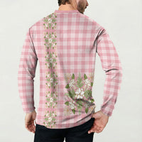 Akala Hamele Hawai'i Palaka Squares Maile Leaf Button Sweatshirt Flowers Hawaiian Quilt Patterns LT9 - Polynesian Pride