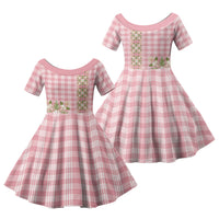 Akala Hamele Hawai'i Palaka Squares Maile Leaf Family Matching Puletasi and Hawaiian Shirt Flowers Hawaiian Quilt Patterns LT9 Daughter's Dress Dusty Rose - Polynesian Pride