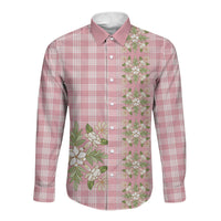 Akala Hamele Hawai'i Palaka Squares Maile Leaf Long Sleeve Button Shirt Flowers Hawaiian Quilt Patterns LT9 Unisex Dusty Rose - Polynesian Pride
