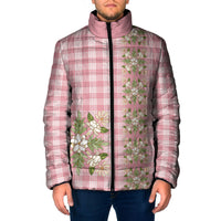 Akala Hamele Hawai'i Palaka Squares Maile Leaf Padded Jacket Flowers Hawaiian Quilt Patterns LT9 Men Dusty Rose - Polynesian Pride
