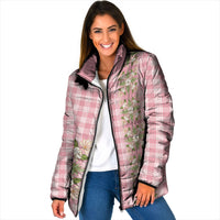 Akala Hamele Hawai'i Palaka Squares Maile Leaf Padded Jacket Flowers Hawaiian Quilt Patterns LT9 Women Dusty Rose - Polynesian Pride