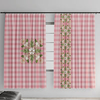 Akala Hamele Hawai'i Palaka Squares Maile Leaf Window Curtain Flowers Hawaiian Quilt Patterns LT9 With Hooks Dusty Rose - Polynesian Pride