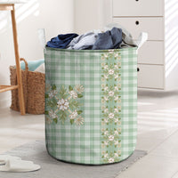 Liko Kukui Hawai'i Palaka Squares Maile Leaf Laundry Basket Flowers Hawaiian Quilt Patterns LT9 Sage Green - Polynesian Pride