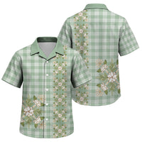 Liko Kukui Hawai'i Palaka Squares Maile Leaf Family Matching Long Sleeve Bodycon Dress and Hawaiian Shirt Flowers Hawaiian Quilt Patterns LT9 Son's Shirt Sage Green - Polynesian Pride