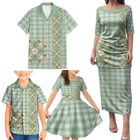 Liko Kukui Hawai'i Palaka Squares Maile Leaf Family Matching Puletasi and Hawaiian Shirt Flowers Hawaiian Quilt Patterns LT9 - Polynesian Pride