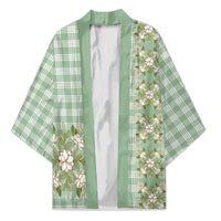 Liko Kukui Hawai'i Palaka Squares Maile Leaf Kimono Flowers Hawaiian Quilt Patterns LT9 Unisex Sage Green - Polynesian Pride