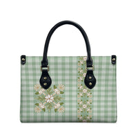 Liko Kukui Hawai'i Palaka Squares Maile Leaf Leather Bag Flowers Hawaiian Quilt Patterns LT9 - Polynesian Pride