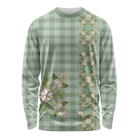 Liko Kukui Hawai'i Palaka Squares Maile Leaf Long Sleeve Shirt Flowers Hawaiian Quilt Patterns LT9 Unisex Sage Green - Polynesian Pride