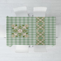 Liko Kukui Hawai'i Palaka Squares Maile Leaf Tablecloth Flowers Hawaiian Quilt Patterns LT9 Sage Green - Polynesian Pride