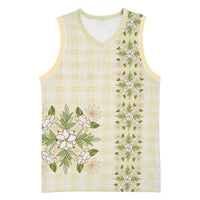 Melemele Ahiahia Hawai'i Palaka Squares Maile Leaf Basketball Jersey Flowers Hawaiian Quilt Patterns LT9 Unisex Pastel Yellow - Polynesian Pride