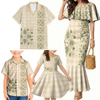 Melemele Ahiahia Hawai'i Palaka Squares Maile Leaf Family Matching Mermaid Dress and Hawaiian Shirt Flowers Hawaiian Quilt Patterns LT9 - Polynesian Pride