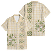 Melemele Ahiahia Hawai'i Palaka Squares Maile Leaf Family Matching Short Sleeve Bodycon Dress and Hawaiian Shirt Flowers Hawaiian Quilt Patterns LT9 Dad's Shirt - Short Sleeve Pastel Yellow - Polynesian Pride