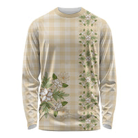 Melemele Ahiahia Hawai'i Palaka Squares Maile Leaf Long Sleeve Shirt Flowers Hawaiian Quilt Patterns LT9 Unisex Pastel Yellow - Polynesian Pride