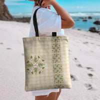 Melemele Ahiahia Hawai'i Palaka Squares Maile Leaf Tote Bag Flowers Hawaiian Quilt Patterns LT9 - Polynesian Pride