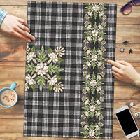 Pauli Hawai'i Palaka Squares Maile Leaf Puzzle Flowers Hawaiian Quilt Patterns LT9 Soft Black - Polynesian Pride