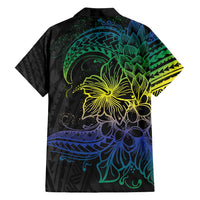Floral Polynesian Hibiscus Tattoo Family Matching Summer Maxi Dress and Hawaiian Shirt Green Gradient Style LT9 - Polynesian Pride