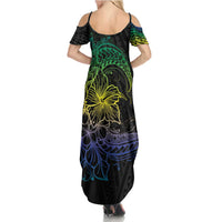 Floral Polynesian Hibiscus Tattoo Family Matching Summer Maxi Dress and Hawaiian Shirt Green Gradient Style LT9 - Polynesian Pride