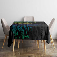 Floral Polynesian Hibiscus Tattoo Tablecloth Green Gradient Style