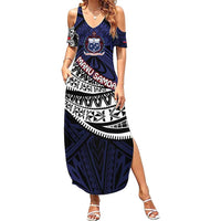 Custom Samoa Rugby Pacific Summer Maxi Dress Samoan Warrior Tribal Pattern