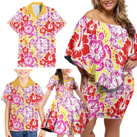 Palaka with Honu and Hibiscus Family Matching Off Shoulder Short Dress and Hawaiian Shirt Hawaiian Heritage Spirit LT9 - Polynesian Pride