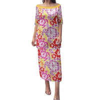 Palaka with Honu and Hibiscus Family Matching Puletasi and Hawaiian Shirt Hawaiian Heritage Spirit LT9 Mom's Dress Red - Polynesian Pride