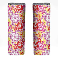 Palaka with Honu and Hibiscus Skinny Tumbler Hawaiian Heritage Spirit LT9 Red - Polynesian Pride