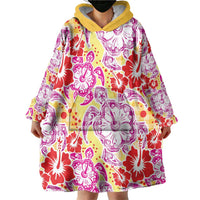 Palaka with Honu and Hibiscus Wearable Blanket Hoodie Hawaiian Heritage Spirit LT9 - Polynesian Pride