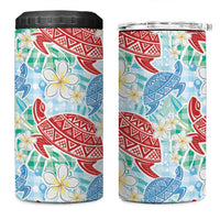 Palaka with Honu and Plumeria 4 in 1 Can Cooler Tumbler Hawaiian Heritage Spirit LT9 One Size: 16 oz Blue - Polynesian Pride