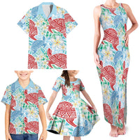 Palaka with Honu and Plumeria Family Matching Tank Maxi Dress and Hawaiian Shirt Hawaiian Heritage Spirit LT9 - Polynesian Pride