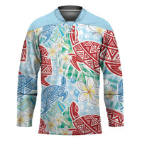 Palaka with Honu and Plumeria Hockey Jersey Hawaiian Heritage Spirit - Polynesian Pride