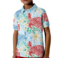 Palaka with Honu and Plumeria Kid Polo Shirt Hawaiian Heritage Spirit LT9 Kid Blue - Polynesian Pride