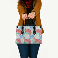 Palaka with Honu and Plumeria Leather Bag Hawaiian Heritage Spirit - Polynesian Pride