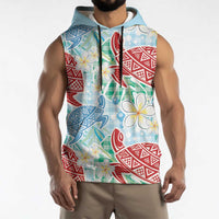 Palaka with Honu and Plumeria Sleeveless Hoodie Hawaiian Heritage Spirit LT9 - Polynesian Pride