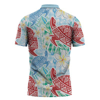 Palaka with Honu and Plumeria Zipper Polo Shirt Hawaiian Heritage Spirit LT9 - Polynesian Pride