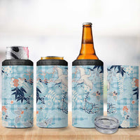 Blue Palaka Crane and Flowers 4 in 1 Can Cooler Tumbler Japan Heritage Spirit LT9 - Polynesian Pride