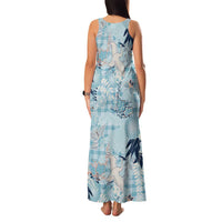 Blue Palaka Crane and Flowers Family Matching Tank Maxi Dress and Hawaiian Shirt Japan Heritage Spirit LT9 - Polynesian Pride