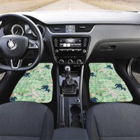 Green Palaka Crane and Flowers Car Mats Japan Heritage Spirit - Polynesian Pride