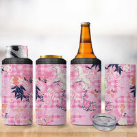 Pink Palaka Crane and Flowers 4 in 1 Can Cooler Tumbler Japan Heritage Spirit LT9 - Polynesian Pride