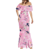 Pink Palaka Crane and Flowers Mermaid Dress Japan Heritage Spirit LT9 - Polynesian Pride
