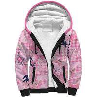 Pink Palaka Crane and Flowers Sherpa Hoodie Japan Heritage Spirit LT9 Unisex Pink - Polynesian Pride