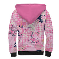 Pink Palaka Crane and Flowers Sherpa Hoodie Japan Heritage Spirit LT9 - Polynesian Pride