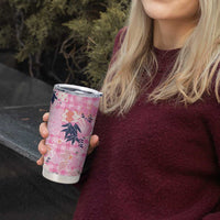 Pink Palaka Crane and Flowers Tumbler Cup Japan Heritage Spirit - Polynesian Pride