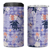 Purple Palaka Crane and Flowers 4 in 1 Can Cooler Tumbler Japan Heritage Spirit LT9 One Size: 16 oz Purple - Polynesian Pride